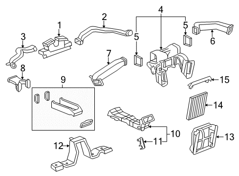 2014 Cadillac CTS Duct Assembly, Floor Rear Air Outlet Diagram for 25726435