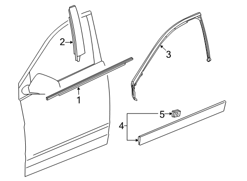 2013 Cadillac SRX Molding Assembly, Front Side Door Window Upper Reveal Diagram for 20943557