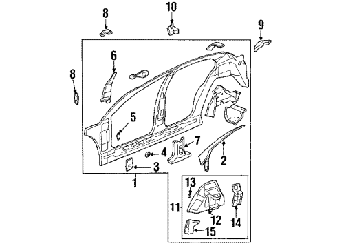 2002 Oldsmobile Aurora Inner Components - Pillars Diagram