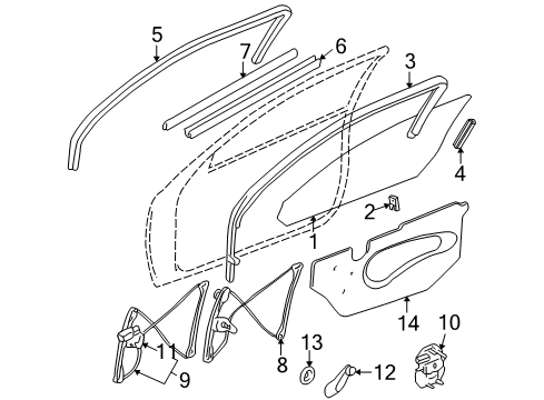 2003 Oldsmobile Alero Door - Glass & Hardware Diagram