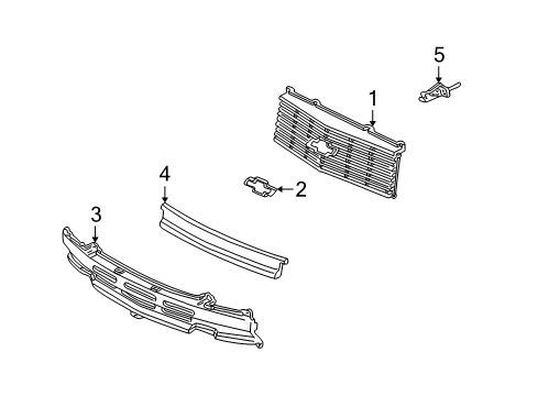 1994 Chevy Astro Radiator Grille Emblem Diagram for 15639292