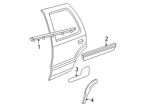 2004 GMC Yukon Exterior Trim - Rear Door Diagram