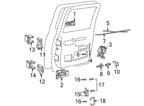 1995 Chevy C3500 Rod, Rear Side Door Inside Handle Diagram for 15692233