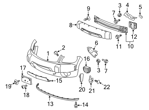 2009 Chevy HHR Front Bumper Cover *Primed Diagram for 15269707