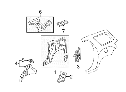 2013 Chevy Traverse Panel Assembly, Body Side Inner Rear Diagram for 20934446