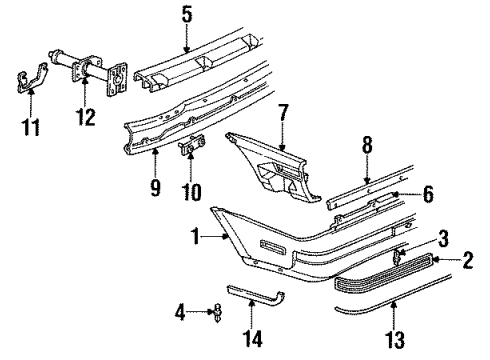 1990 Chevy Cavalier Absorber, Rear Bumper Energy Diagram for 22073245