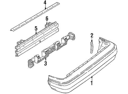 1990 Pontiac 6000 Rear Bumper Cover Diagram for 10028770