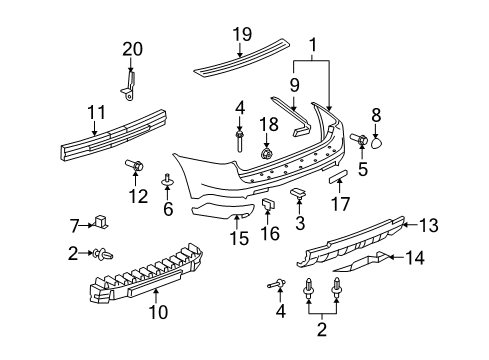 2006 Pontiac Torrent Bar Assembly, Rear Bumper Imp Diagram for 15950658