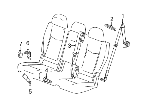 2004 Cadillac SRX Belt Kit,Rear Seat #2 (Retractor Side) *Light Neutra*Neutral Diagram for 89025634