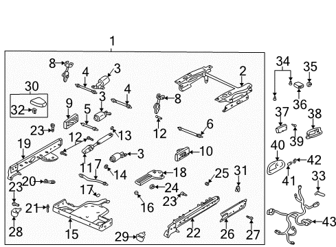 2002 Buick LeSabre Cover, Passenger Seat Outer Adjuster Front Finish *Black Diagram for 16819724