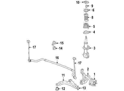 2007 Pontiac Grand Prix Front Suspension, Control Arm, Stabilizer Bar Diagram 2 - Thumbnail