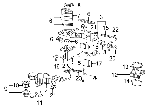 2007 GMC Yukon XL 2500 A/C Evaporator & Heater Components Diagram