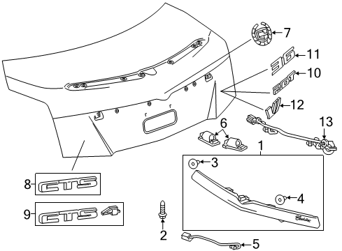 2016 Cadillac CTS Exterior Trim - Trunk Lid Diagram