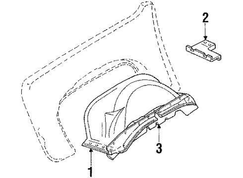 1989 Chevy R1500 Suburban Shield, Wheelhouse Panel Splash, Right Diagram for 14027646