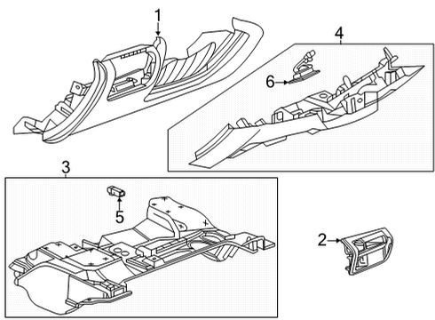 2021 Cadillac CT4 Bolster Assembly, I/P Knee *Black Diagram for 84833271