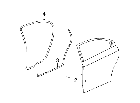 2009 Chevy Malibu Sealing Strip,Rear Side Door Lower Rear Auxiliary Diagram for 25963324