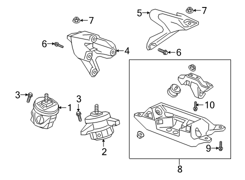 2019 Cadillac CT6 Engine & Trans Mounting Diagram 1 - Thumbnail