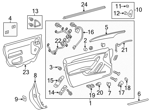 2011 Cadillac CTS Bezel Assembly, Front Side Door Window Switch *Ebony Diagram for 15867896