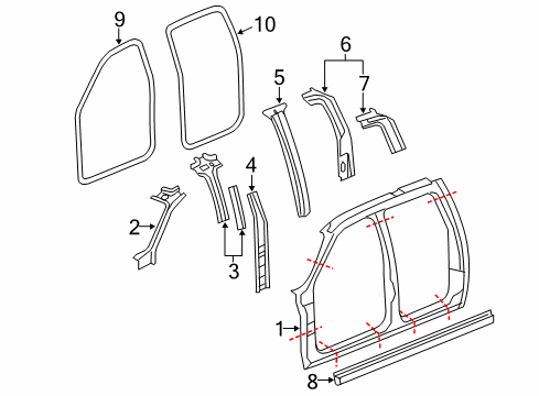 2011 Chevy Silverado 1500 Panel Assembly, Center Pillar Inner Lower Diagram for 20957780