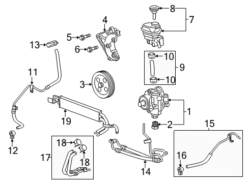 2012 Cadillac CTS Fitting, P/S Gear Inlet Hose Diagram for 25969500