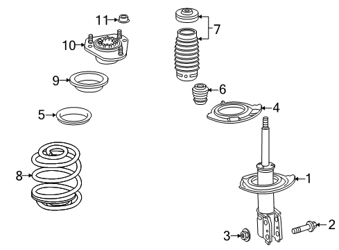 2008 Saturn Outlook Struts & Components - Front Diagram