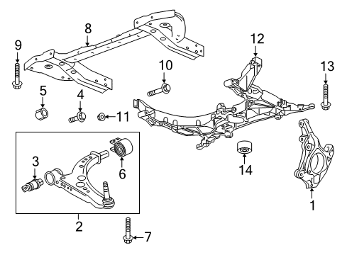 2021 Chevy Bolt EV Front Suspension Components, Lower Control Arm, Stabilizer Bar Diagram