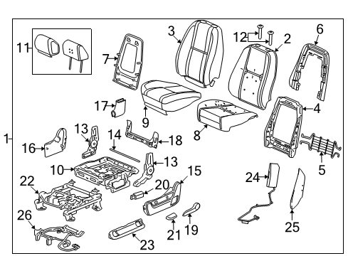 2014 Chevy Silverado 3500 HD Panel Assembly, P/D Seat Back Cushion Finish *Light Cashmere Diagram for 20926193