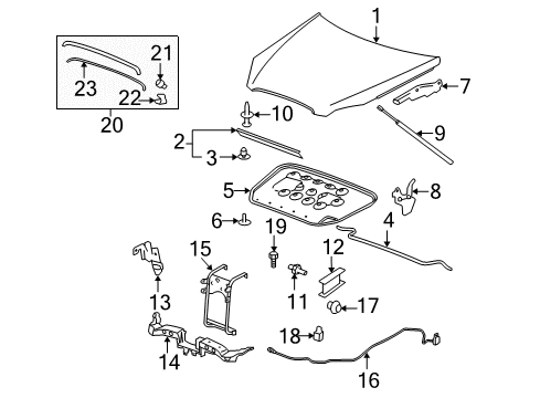 2007 Buick Lucerne Hood & Components, Exterior Trim Diagram