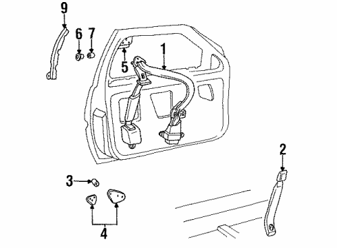 1988 Chevy Corsica STRIKER, Seat Belt Diagram for 20670543