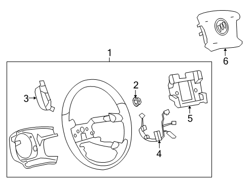 2009 Buick LaCrosse Steering Wheel Assembly *Cocoa Diagram for 25870766