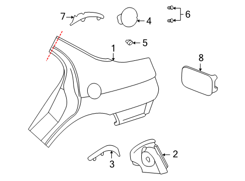 2005 Pontiac Bonneville Quarter Panel & Components Diagram