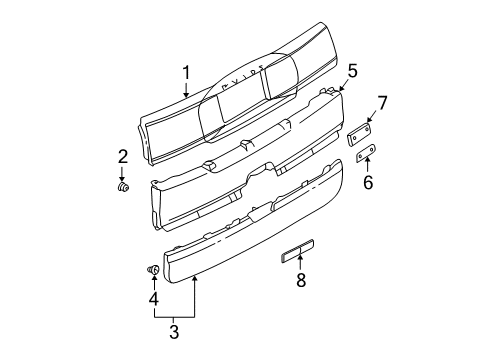 2002 Buick Rendezvous Molding,Lift Gate Upper *Paint To Mat Diagram for 88948287