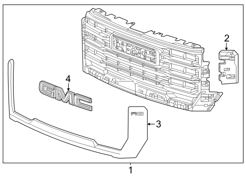 2024 GMC Sierra 3500 HD Grille & Components Diagram 2 - Thumbnail