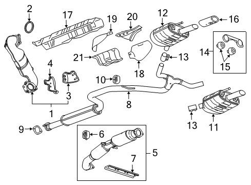 2012 Buick Regal Exhaust Muffler Assembly (W/ Exhaust Pipe & Tail Pipe) Diagram for 13311785