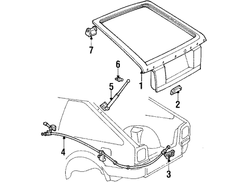 1985 Chevy Spectrum STRIKER, Rear Compartment Lid Lock or Liftgate Diagram for 94106122