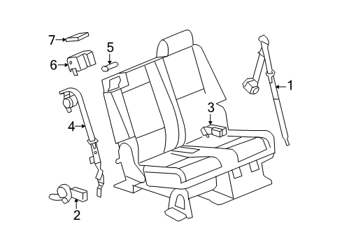 2014 GMC Yukon XL 1500 Rear Seat Belts Diagram 2 - Thumbnail