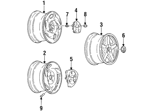 1994 Pontiac Firebird Wheel Rim Assembly, 15X4 Compact Spare Diagram for 9591849