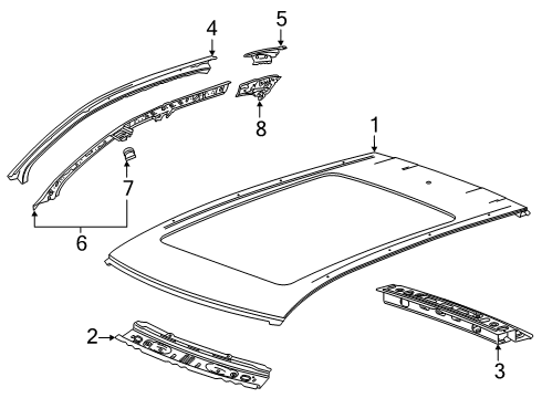 2019 Cadillac XT4 Roof & Components Diagram 1 - Thumbnail