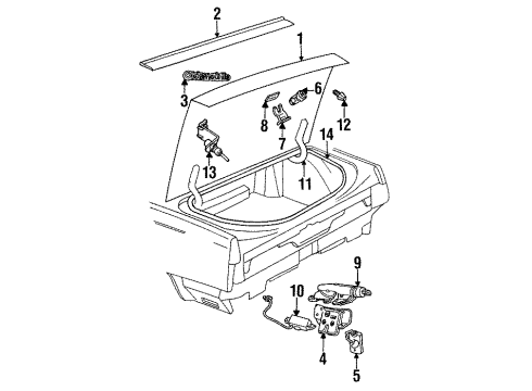 1999 Oldsmobile 88 Plate Assembly, Rear Compartment Lid Name Diagram for 25625858