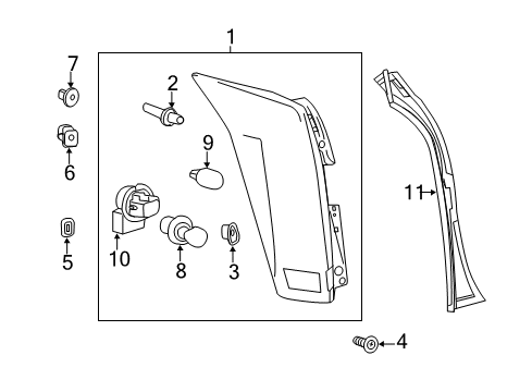 2010 Cadillac SRX Tail Lamps Diagram