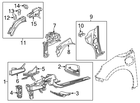 2019 Chevy Volt Structural Components & Rails Diagram