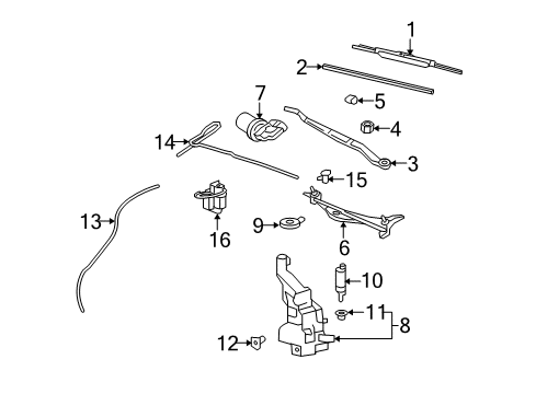 2010 Cadillac CTS Windshield - Wiper & Washer Components Diagram 1 - Thumbnail