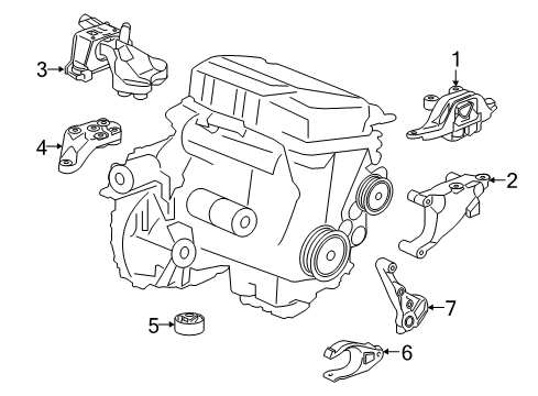 2018 Chevy Cruze Bracket Assembly, Trans Mount Strut Diagram for 39079595