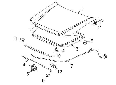 2006 Buick Rainier Pivot,Hood Hold Open Rod Diagram for 15075348