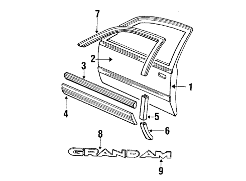 1987 Pontiac Grand Am W/Strip Asm Front Door Complete Diagram for 20676732