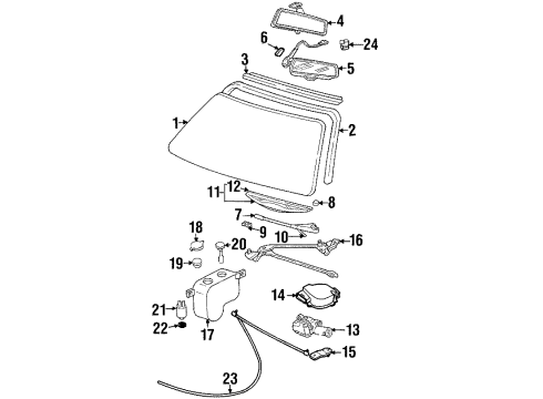 1995 Cadillac Eldorado Windshield Glass, Wiper & Washer Components Diagram