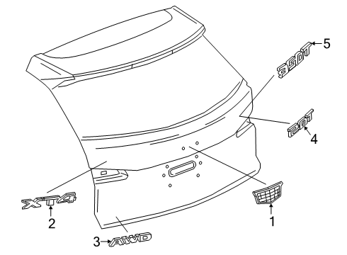 2022 Cadillac XT4 Exterior Trim - Lift Gate Diagram