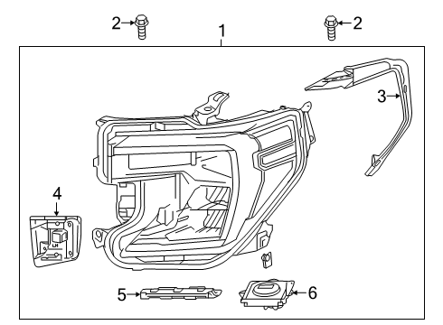 2021 GMC Sierra 1500 Headlamp Components Diagram 1 - Thumbnail