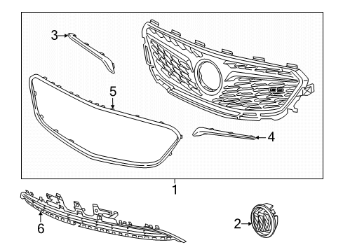 2018 Buick Regal Sportback Grille Pkg, Front *Black Diagram for 39150021