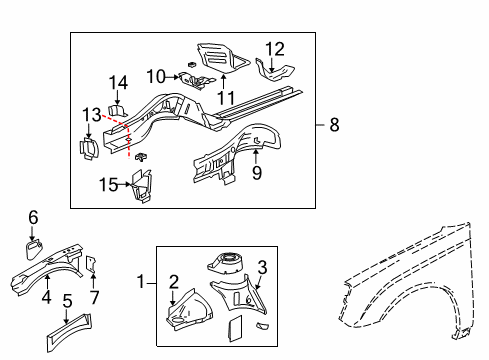 2007 Pontiac G6 Structural Components & Rails Diagram